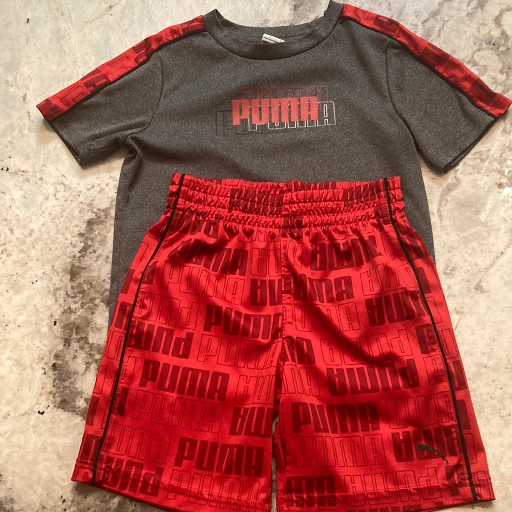Puma Grey and red dry-fit set. 4t boys